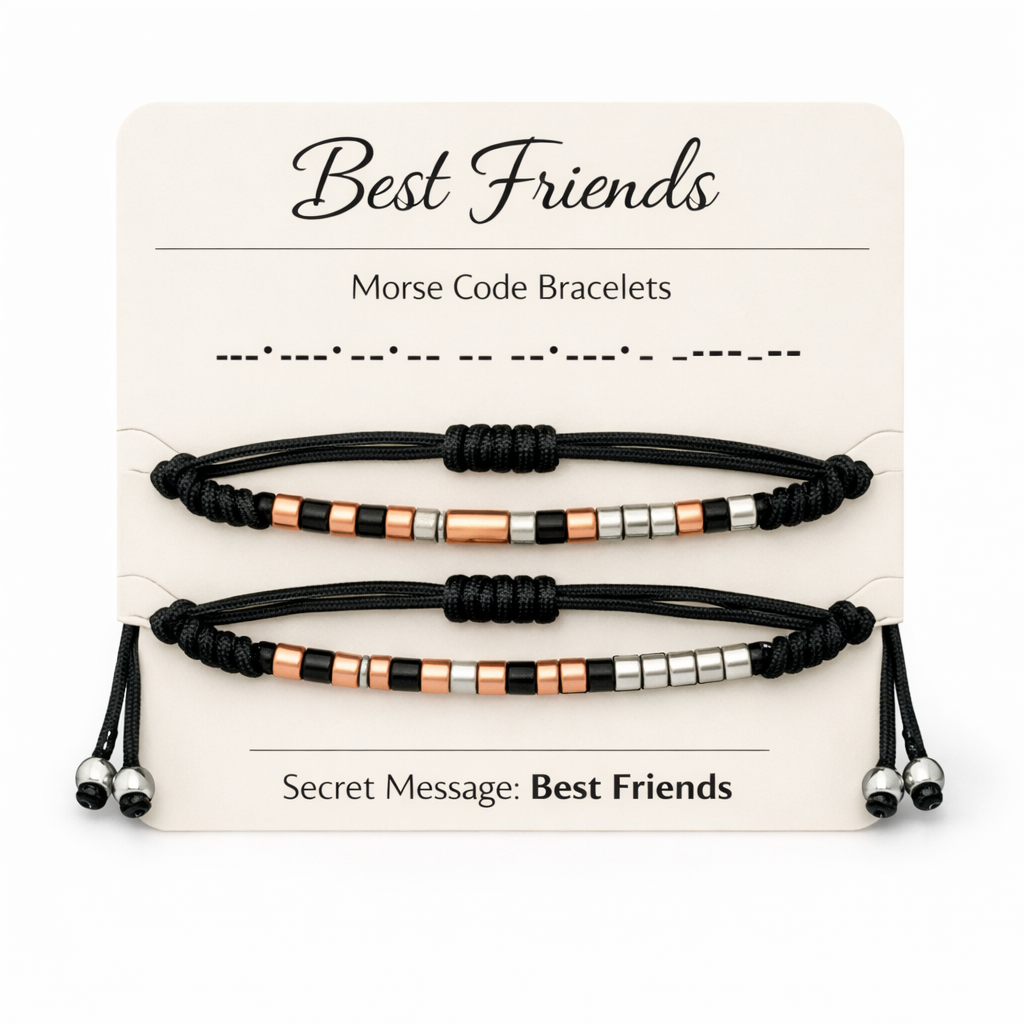 Best Friends Morse Code Bracelet Set of 2