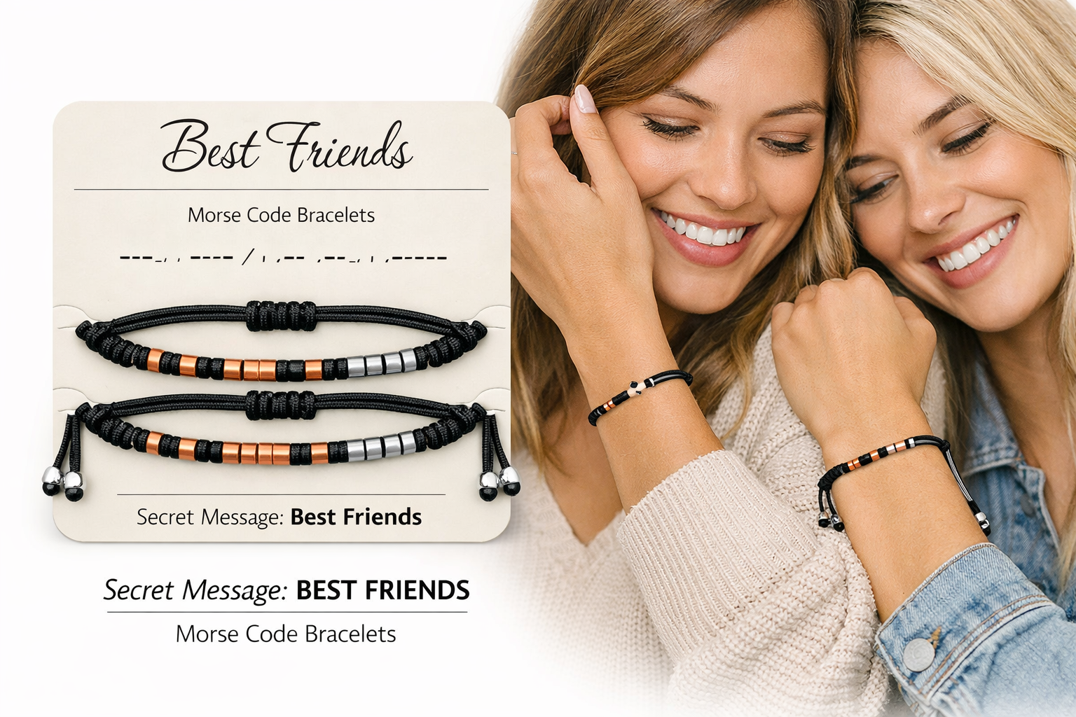 Best Friends Morse Code Bracelet Set of 2