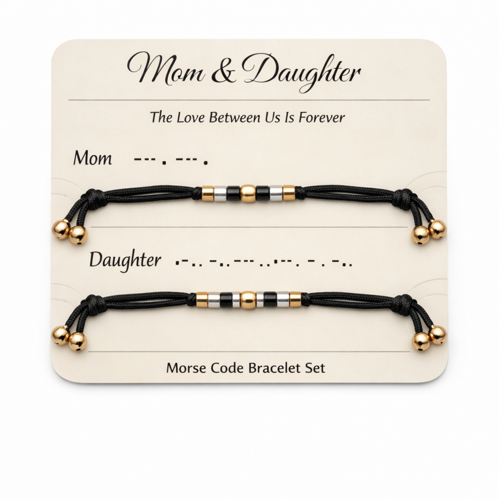 Mom & Daughter Morse Code Bracelet Set of 2